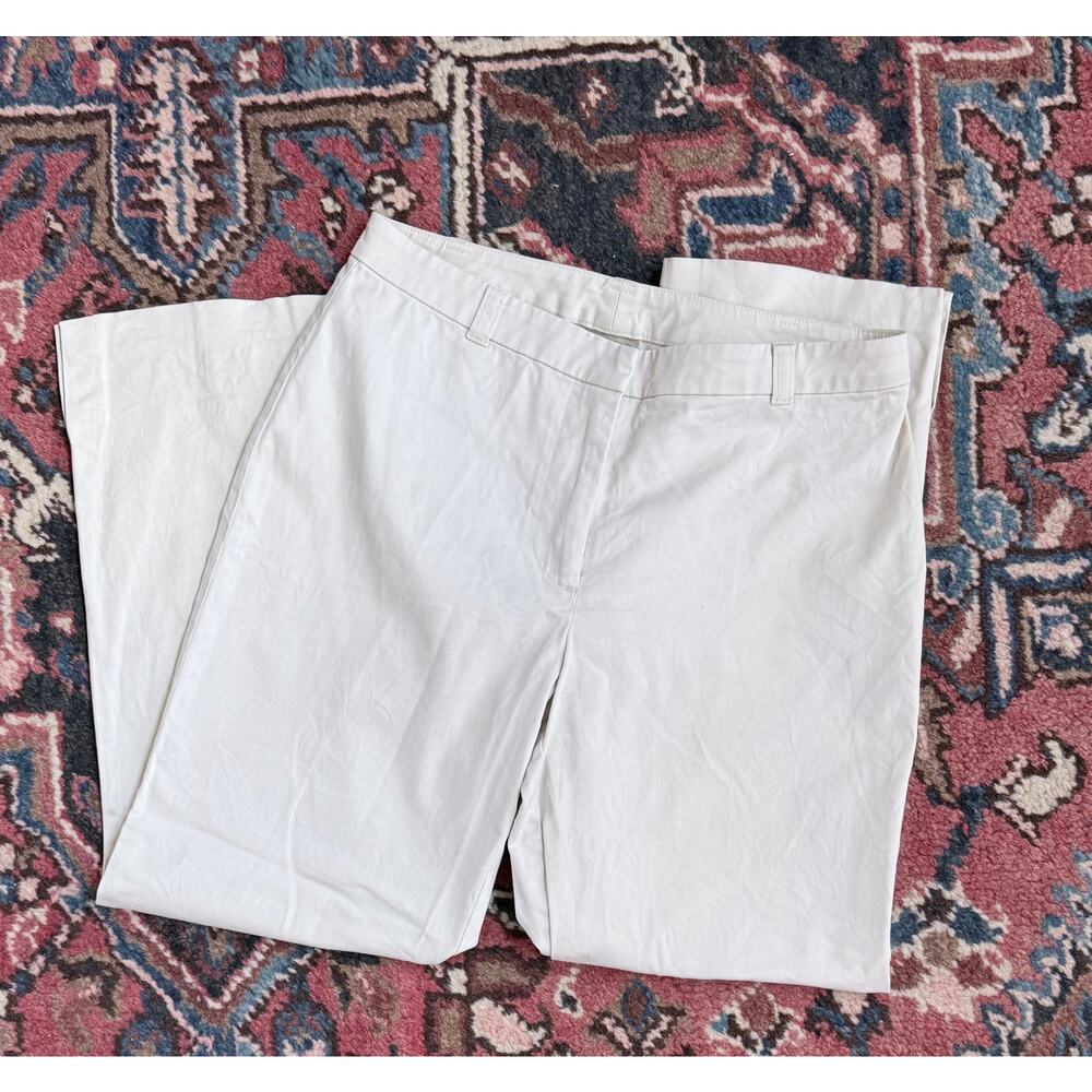 Sigrid Olsen 2P Women's Pale Khaki Flat Front Stretch Cotton Pants‎